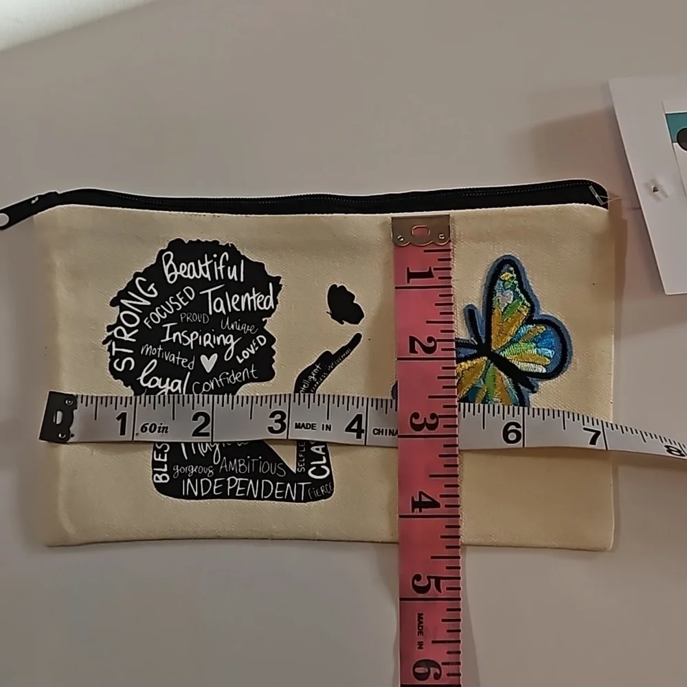 Hand Crafted makeup bag Canvas Pencil case Iron applique Handmade Travel purse